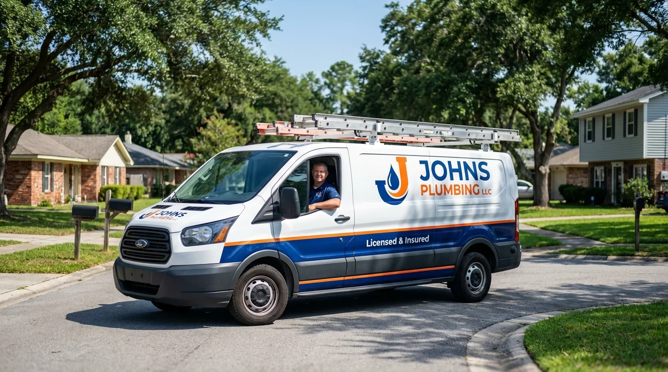 Johns Plumbing LLC service van in Unadilla, NY
