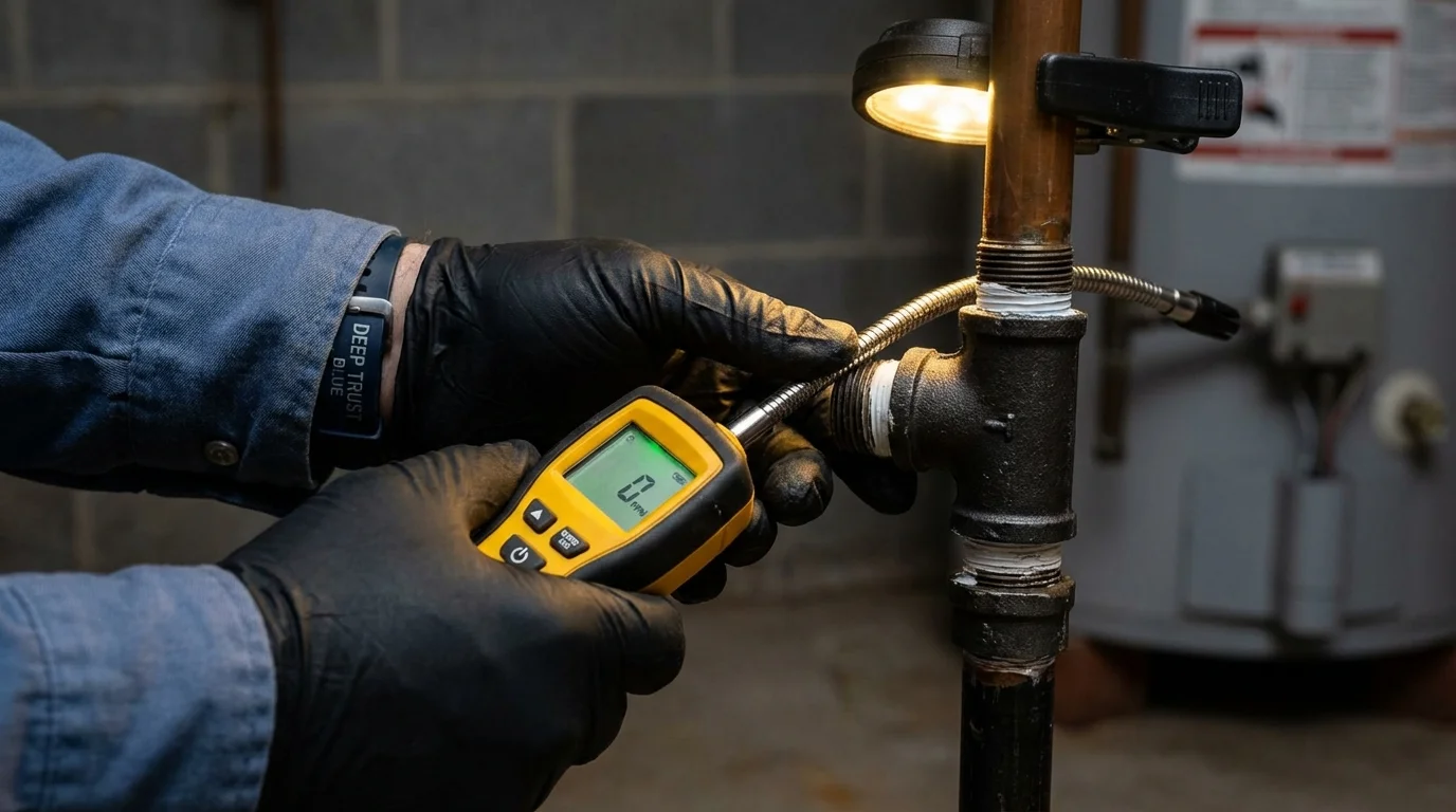 Gas leak detection with electronic sniffer by Johns Plumbing LLC in Unadilla