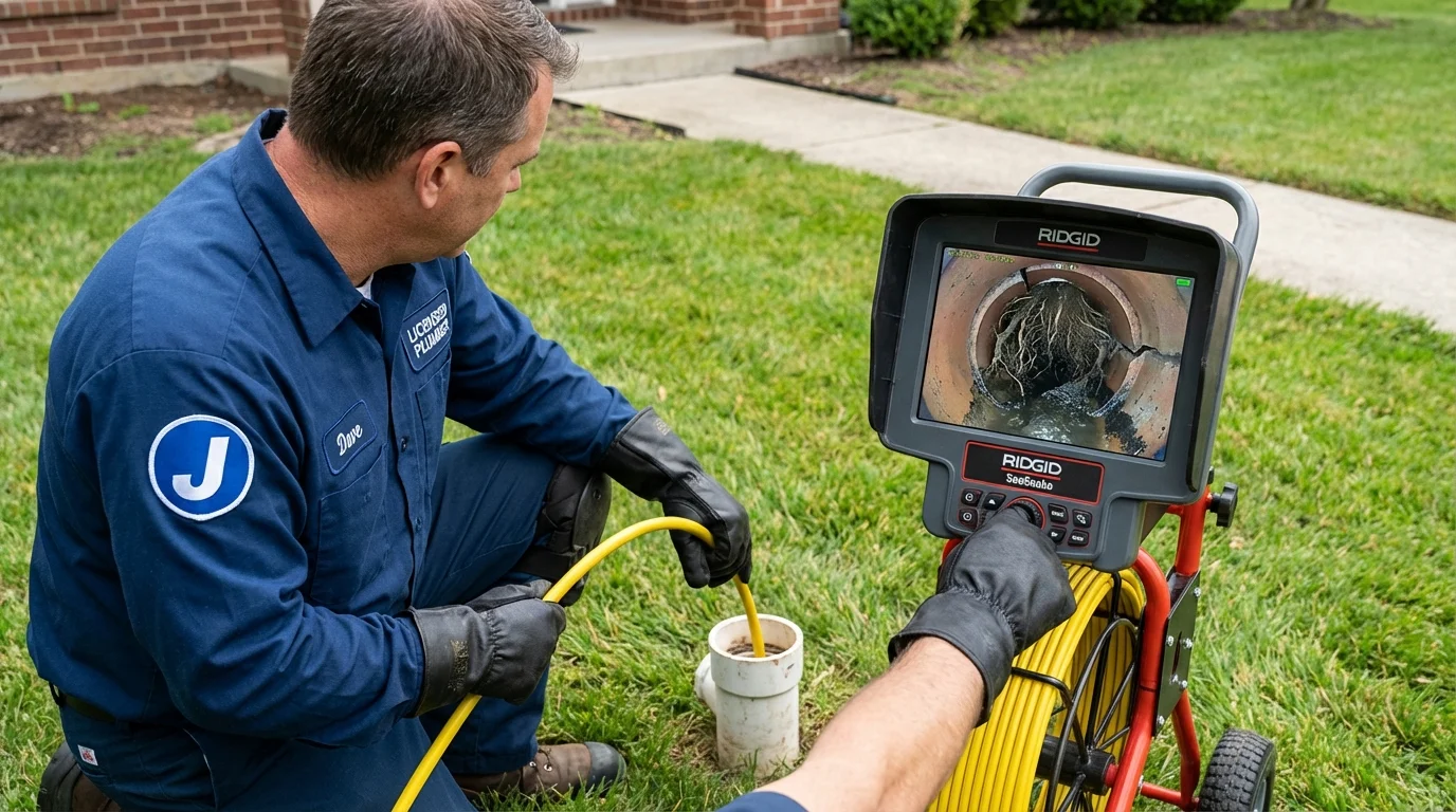 Sewer camera inspection being performed by Johns Plumbing LLC in Unadilla